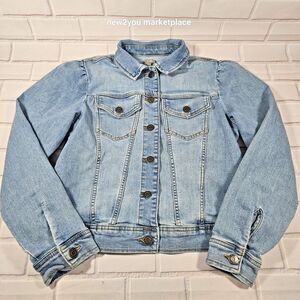 Falls Creek Denim Jacket Girls Size large Long Sleeve Button Up jean jacket
